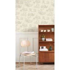 Kép 3/3 - Casadeco bézs vlies tapéta romantikus mintával Scene D'été Beige Lin 53 cm X 10 m