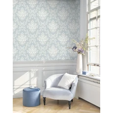 Kép 3/3 - Casadeco kék barokk mintás vlies tapéta Pompadour Bleu Doux 53 cm X 10 m