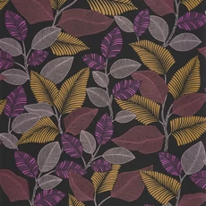 Kép 1/3 - Casadeco lila levélmintás vlies tapéta Paraty Lilas 53 cm X 10 m
