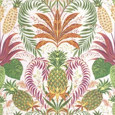 Kép 1/3 - Casadeco egzotikus ananászos színes vlies tapéta Samba Fuchsia 53 cm X 10 m