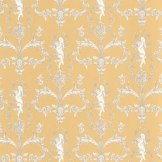 Kép 1/3 - Casadeco angyal mintás napsárga vlies tapéta Seraphin Jaune Soleil 53 cm X 10 m