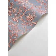 Kép 2/3 - Casadeco piros fa mintás kék vlies tapéta Arbre Bleu Orage 53 cm X 10 m