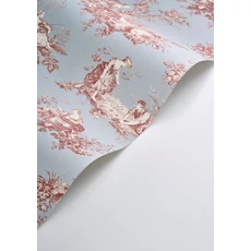 Kép 2/3 - Casadeco kék vlies tapéta romantikus bordó mintával Scene D'été Rouge Grenat 53 cm X 10 m