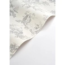 Kép 2/3 - Casadeco szürke vlies tapéta romantikus mintával Scene D'été Gris Perle 53 cm X 10 m