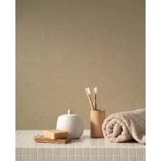 Kép 3/3 - Casadeco hexagon mintás barna vinyl tapéta Meli Camel 53 cm X 10 m