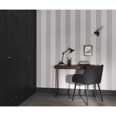 Kép 3/3 - Casadeco Szövethatású széles csíkos szürke vinyl tapéta Williamsburg Rayure Gris 53 cm X 10 m