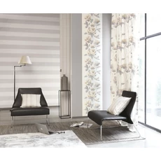 Kép 3/3 - Casadeco Szövethatású széles csíkos világosszürke vinyl tapéta Williamsburg Rayure Blanc/Gris 53 cm X 10 m