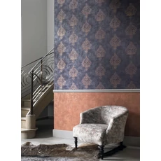 Kép 3/3 - Casadeco Elegáns kékes szürke vlies tapéta kőhatású mintázattal Prague Stone Uni Perle 53 cm X 10 m