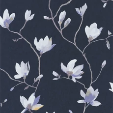 Kép 1/3 - Casadeco Magnóliás sötétkék vlies tapéta Florescence Suzhou Bleu 53 cm X 10 m