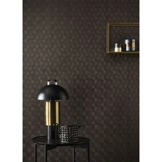 Kép 3/3 - Casadeco geometrikus sötétbarna vinyl tapéta Asterios Noir Fusain 53 cm X 10 m