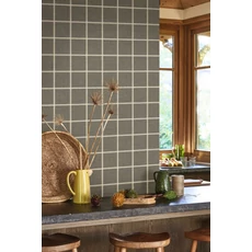 Kép 3/3 - Casadeco Kockás retro fekete-bézs vlies tapéta Smooth Grid Noir Fusain 53 cm X 10 m