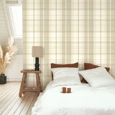 Kép 3/3 - Casadeco Szövethatású kockás bézs vlies tapéta Tartan Touch Noisette 53 cm X 10 m