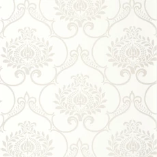 Kép 1/3 - Casadeco Retro mintás fehér vlies tapéta szatén fénnyel Panache Blanc 53 cm X 10 m