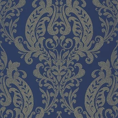 Kép 1/3 - Casadeco Klasszikus damaszt mintás kék vlies tapéta Quintessence Bleu 53 cm X 10 m