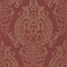 Kép 1/3 - Casadeco Klasszikus damaszt mintás piros vlies tapéta Quintessence Rouge Opera 53 cm X 10 m