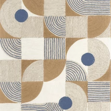 Kép 1/3 - Casadeco Geometriai mintás raffia hatású kék-bézs vinyl tapéta Element Bleu Outremer 53 cm X 10 m