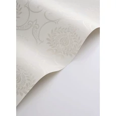 Kép 2/3 - Casadeco Retro mintás fehér vlies tapéta szatén fénnyel Panache Blanc 53 cm X 10 m