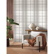 Kép 2/3 - Casadeco Szövethatású kockás szürke vlies tapéta Tartan Touch Gris Duvet 53 cm X 10 m