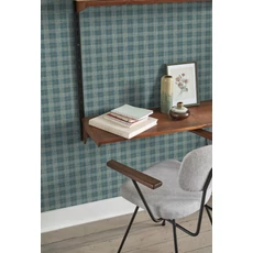 Kép 3/3 - Casadeco Klasszikus kockás kék vlies tapéta Fitting Room Bleu Canard 53 cm X 10 m