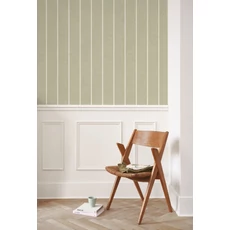 Kép 3/3 - Casadeco Klasszikus szövethatású csíkos zöld vlies tapéta Plaid Line Vert Amande 53 cm X 10 m