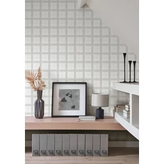 Kép 3/3 - Casadeco Textil hatású kockás szürke vlies tapéta Gentle Thread Gris Duvet 53 cm X 10 m