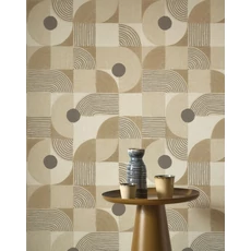 Kép 3/3 - Casadeco Geometriai mintás raffia hatású bézs vinyl tapéta Element Beige Raphia 53 cm X 10 m