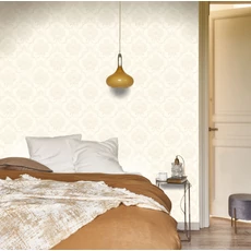 Kép 3/3 - Casadeco Retro mintás fehér vlies tapéta szatén fénnyel Panache Blanc 53 cm X 10 m