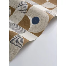 Kép 2/3 - Casadeco Geometriai mintás raffia hatású kék-bézs vinyl tapéta Element Bleu Outremer 53 cm X 10 m