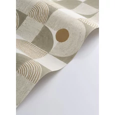 Kép 2/3 - Casadeco Geometriai mintás raffia hatású zöld-bézs vinyl tapéta Element Vert Sauge 53 cm X 10 m