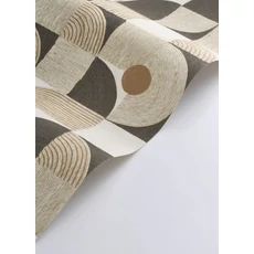 Kép 2/3 - Casadeco Geometriai mintás raffia hatású fekete-bézs vinyl tapéta Element Noir Fusain 53 cm X 10 m