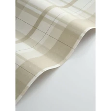 Kép 2/3 - Casadeco Szövethatású kockás bézs vlies tapéta Tartan Touch Noisette 53 cm X 10 m