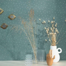 Kép 2/2 - Caselio Pöttyös zöld-arany vlies tapéta Danse Vert Dore 53 cm X 10 m