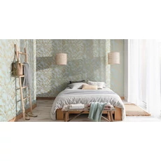 Kép 2/3 - Caselio Elegáns levél mintás kék-arany vlies tapéta Delicate Smoke Blue Dore 53 cm X 10 m