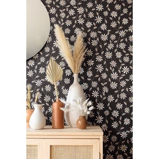 Kép 3/3 - Caselio Romantikus virág mintás fekete vlies tapéta Anna Beige Noir 53 cm X 10 m