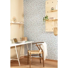 Kép 3/3 - Caselio Romantikus virág mintás világsokék vlies tapéta Anna Caramel Bleu 53 cm X 10 m