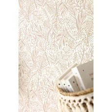 Kép 3/3 - Caselio Apró levél mintás bézs vlies tapéta Jade Beige 53 cm X 10 m