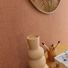 Kép 3/3 - Caselio Lenvászon hatású karamell vinyl tapéta Uni Mat Caramel 53 cm X 10 m