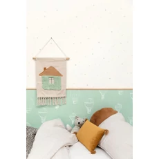 Kép 3/3 - Caselio Csillagos fehér vlies tapéta Rever Menthe 53 cm X 10 m