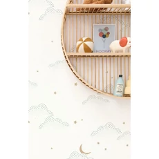 Kép 3/3 - Caselio Felhő mintás fehér vlies tapéta csillagokkal S'Evader Menthe 53 cm X 10 m