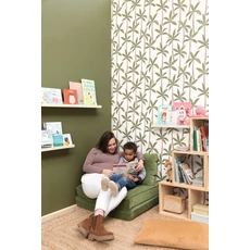 Kép 3/3 - Caselio Pálmafás fehér-zöld vlies tapéta Se Balancer Kaki 53 cm X 10 m