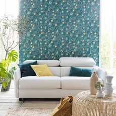 Kép 3/3 - Caselio Gyümölcs mintás kék vinyl tapéta konyhába Eurydice Bleu Egee 53 cm X 10 m