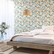 Kép 3/3 - Caselio Virág mintás kék-fehér vinyl tapéta Gaia Bleu Grise Fond Blanc 53 cm X 10 m