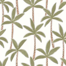 Kép 1/3 - Caselio Pálmafás fehér-zöld vlies tapéta Se Balancer Kaki 53 cm X 10 m