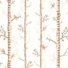 Kép 1/3 - Caselio Erdő mintás barna vlies taptéa madarakkal Escalader Camel 53 cm X 10 m