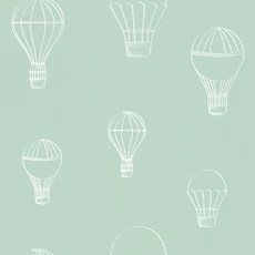 Kép 1/3 - Caselio Hőlégballonos zöld vlies tapéta Voyager Menthe 53 cm X 10 m