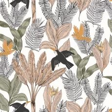 Kép 1/3 - Caselio Trópusi dzsungel mintás keki zöld vlies tapéta Explorer Kaki 53 cm X 10 m