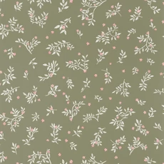 Kép 1/3 - Caselio Romanitkus apró virágos keki zöld vinyl tapéta Callisto Kaki Rose 53 cm X 10 m