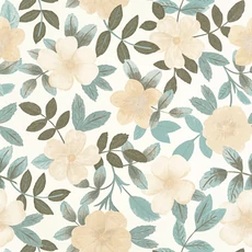 Kép 1/3 - Caselio Virág mintás kék-fehér vinyl tapéta Gaia Bleu Grise Fond Blanc 53 cm X 10 m