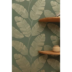 Kép 3/3 - Caselio Óriás banánfa leveles keki zöld vinyl tapéta Moonlight Banana Tree Vert Kaki 53 cm X 10 m