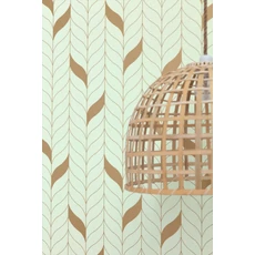 Kép 3/3 - Caselio hullám mintás modern zöld vinyl tapéta Manille Vert 53 cm X 10 m